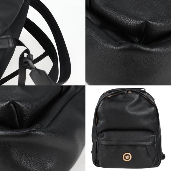VERSACE Backpack Leather Black Gold Auth 118813M - Picture 15 of 15